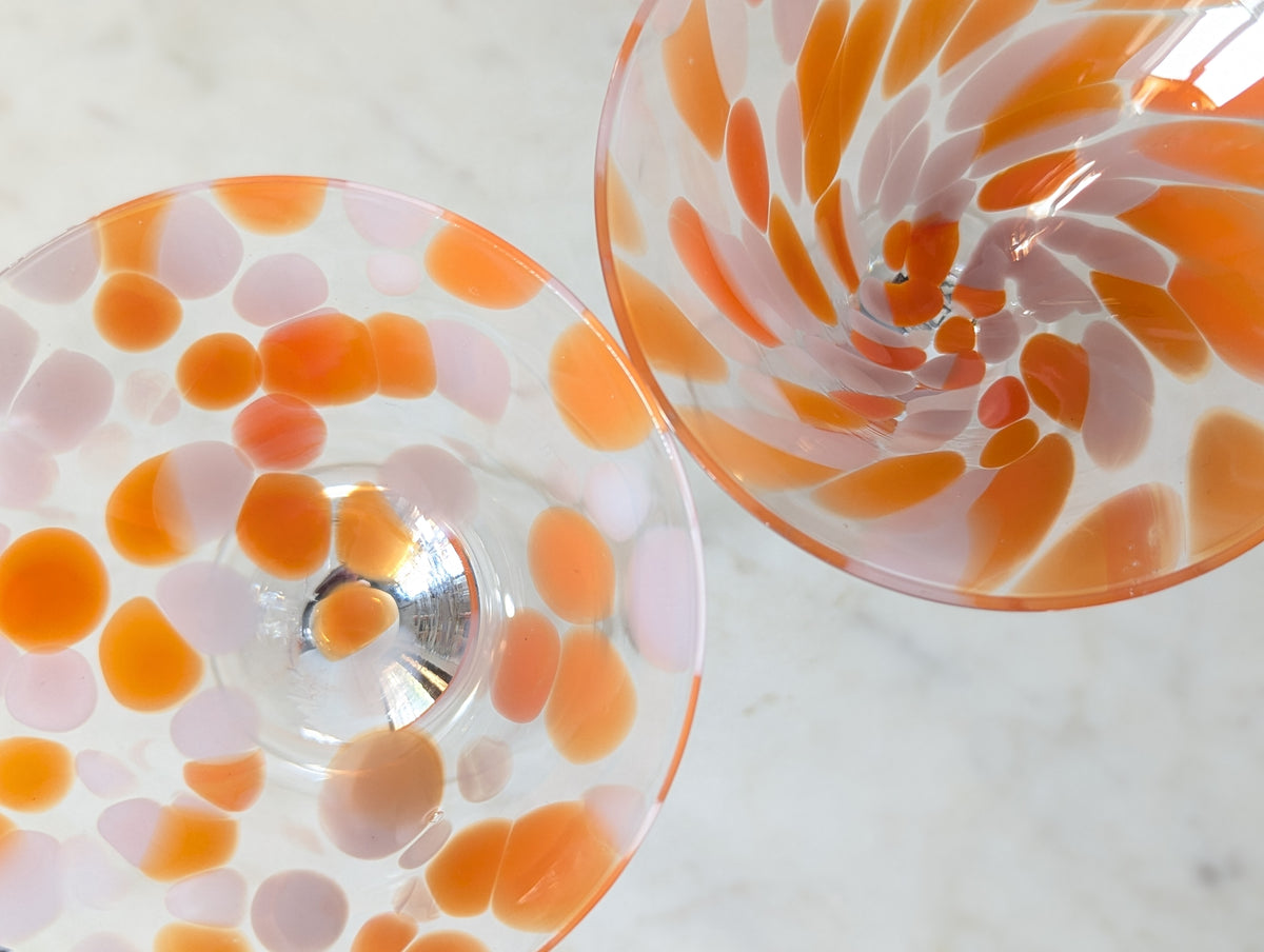Tall Confetti Orange Martini Glasses Set of Two