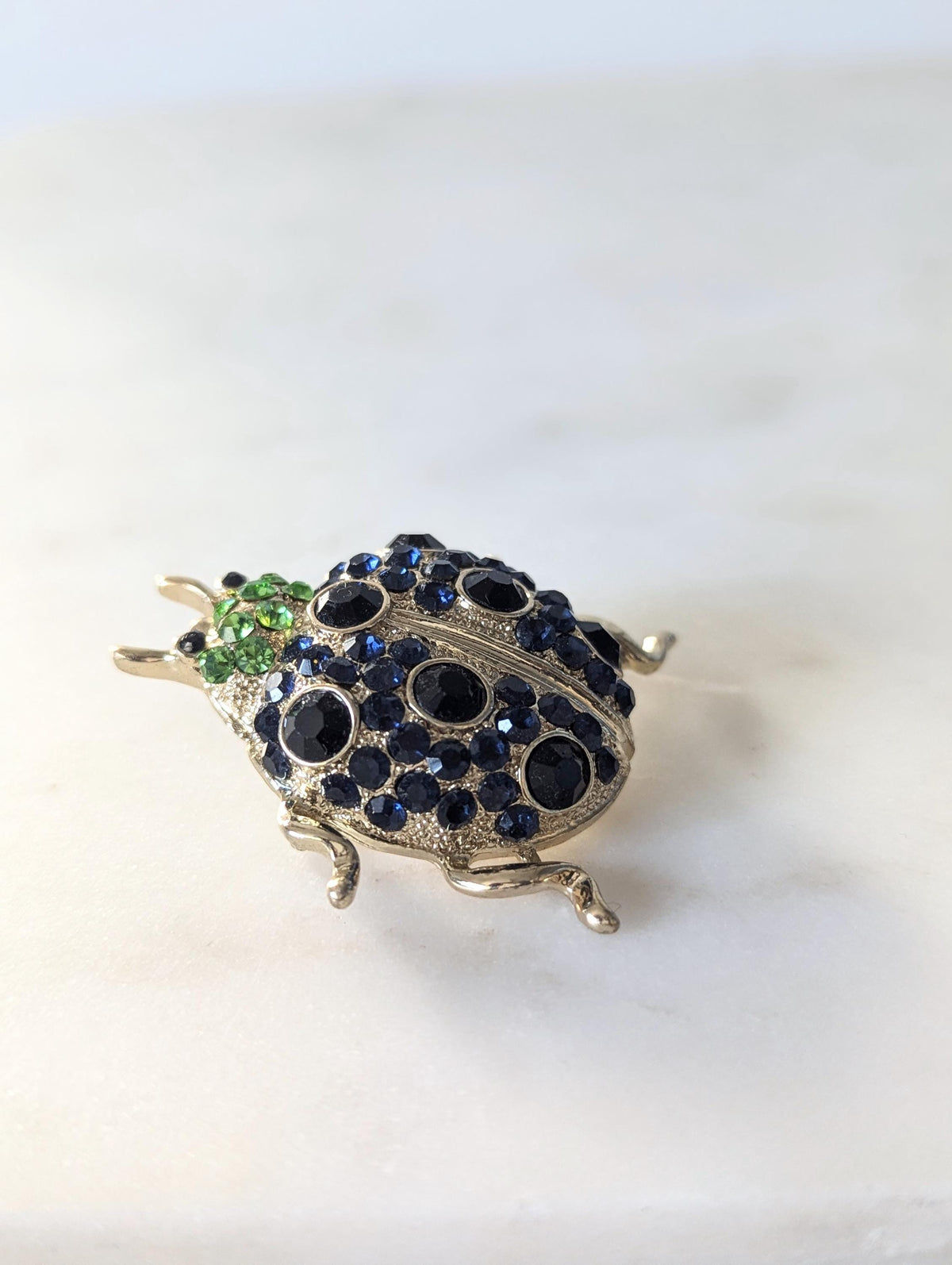 Vintage Ladybird Brooch With Encrusted Gems Gold Plated