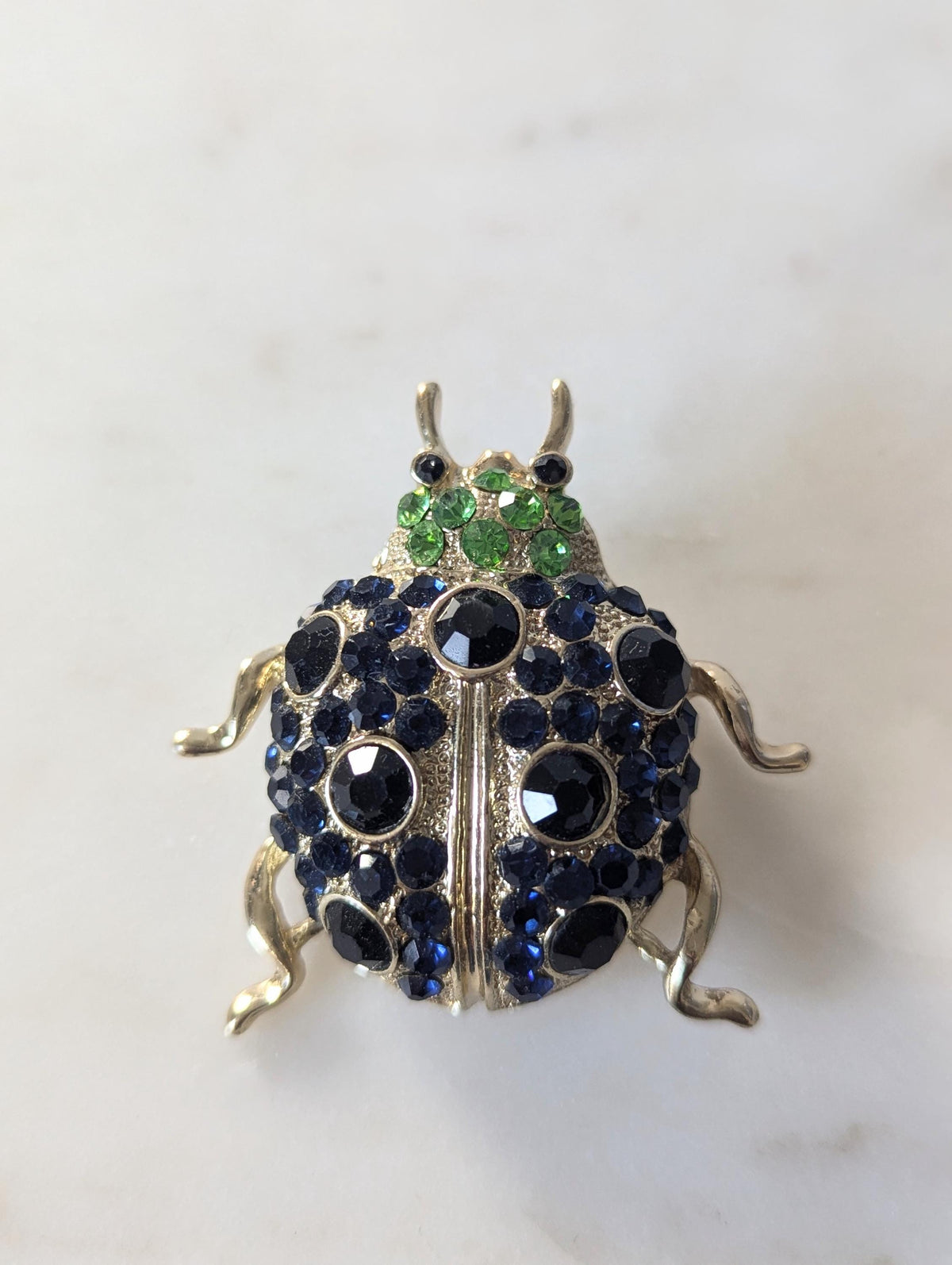 Vintage Ladybird Brooch With Encrusted Gems Gold Plated