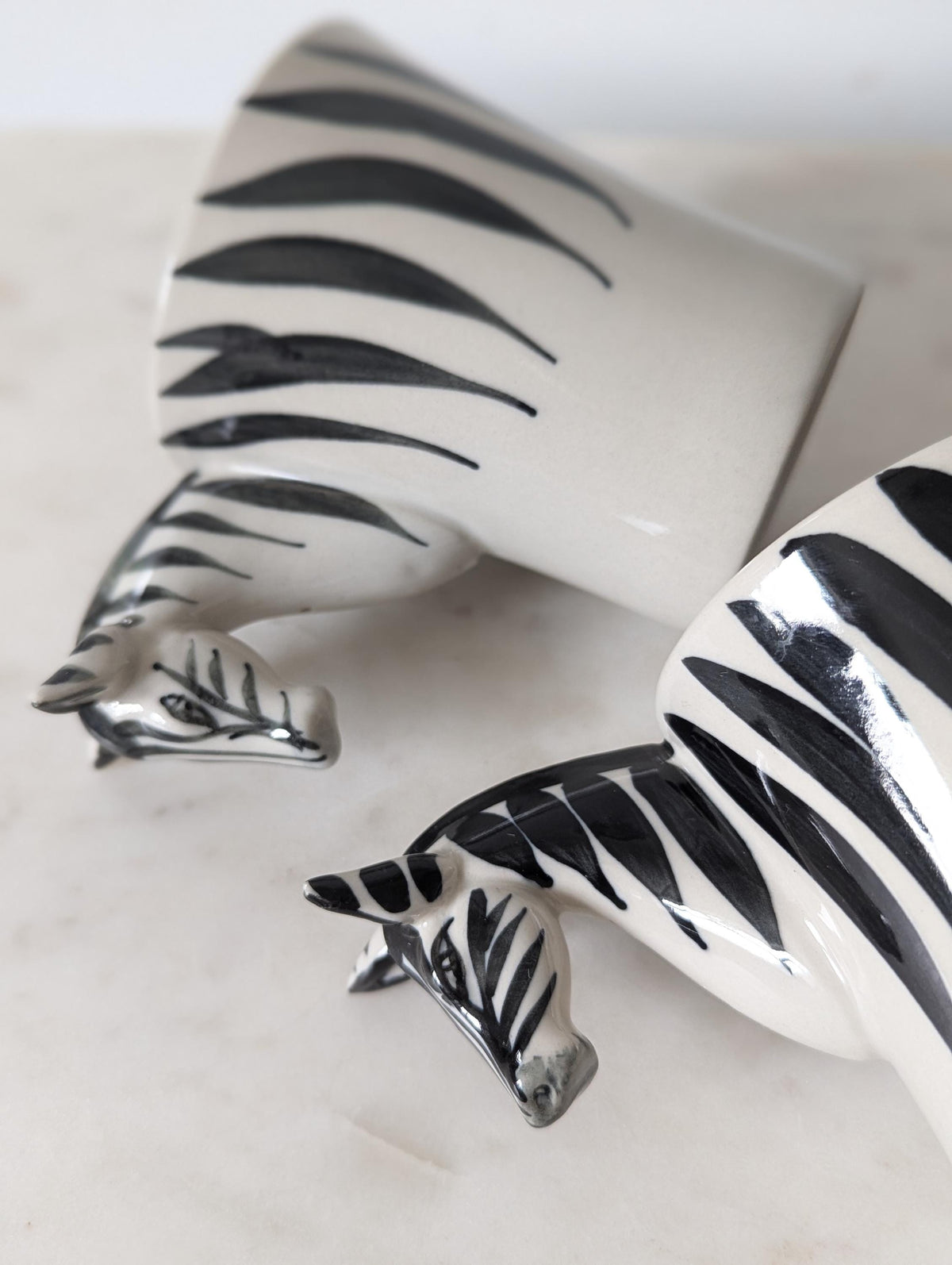 Pier 1 Imports Zebra Handle Hand Large Coffee Mugs Set of 2