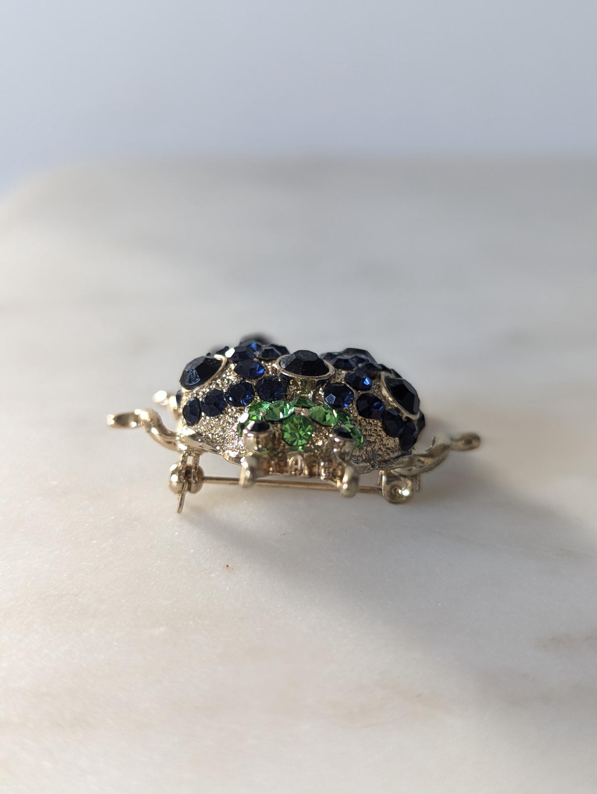 Vintage Ladybird Brooch With Encrusted Gems Gold Plated