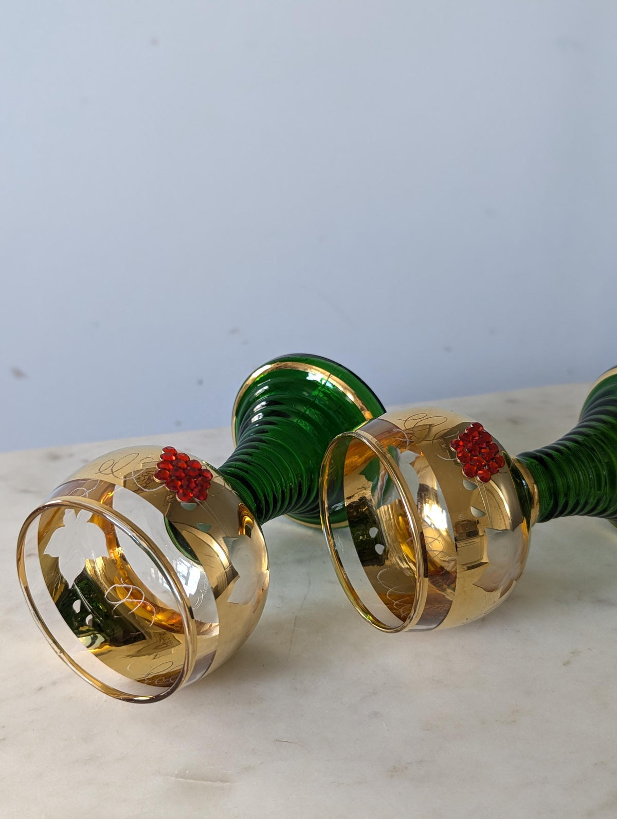 Vintage German Jewelled Roemer Souvenir Wine Glasses, Set of 2