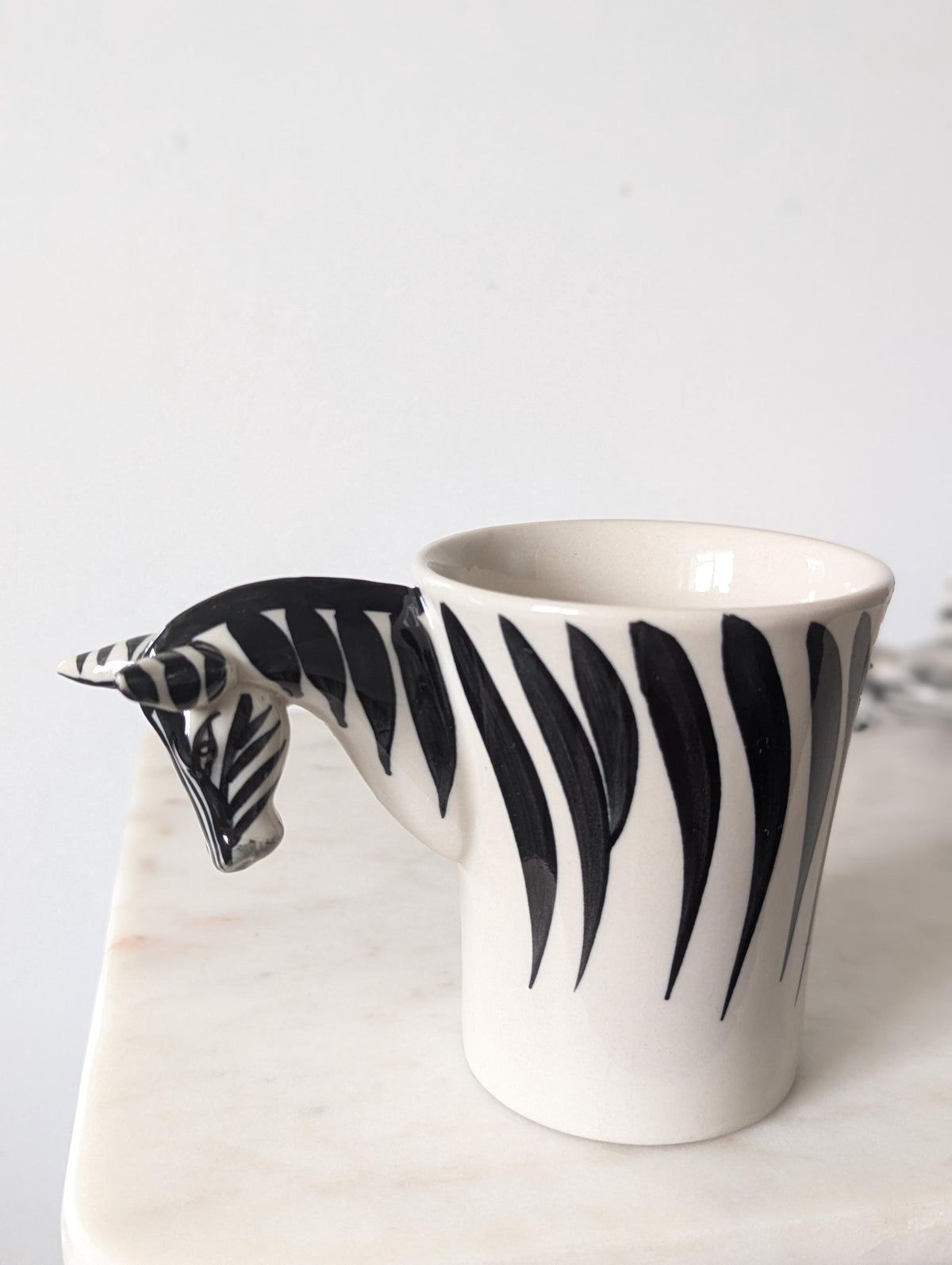 Pier 1 Imports Zebra Handle Hand Large Coffee Mugs Set of 2