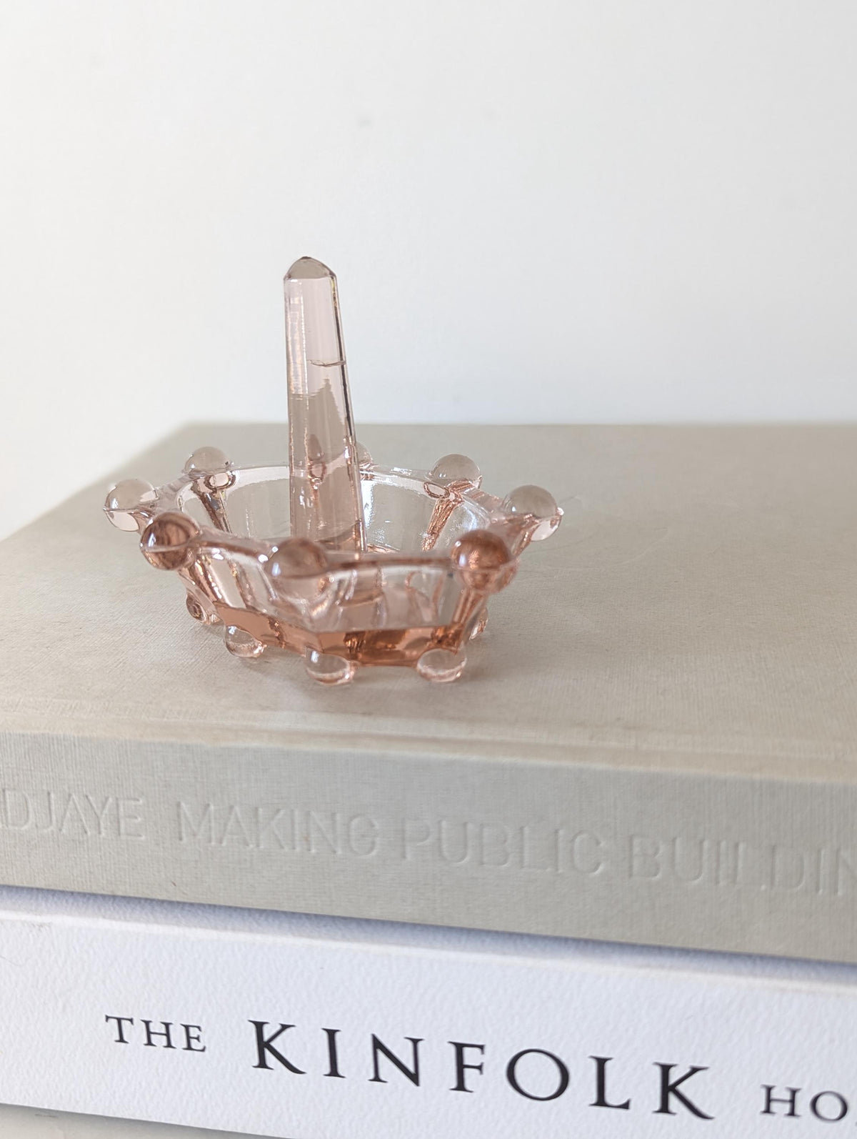 Libochovice Atomic Sputnik Pink Glass Ring Holder