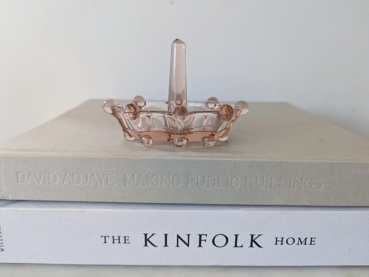 Libochovice Atomic Sputnik Pink Glass Ring Holder