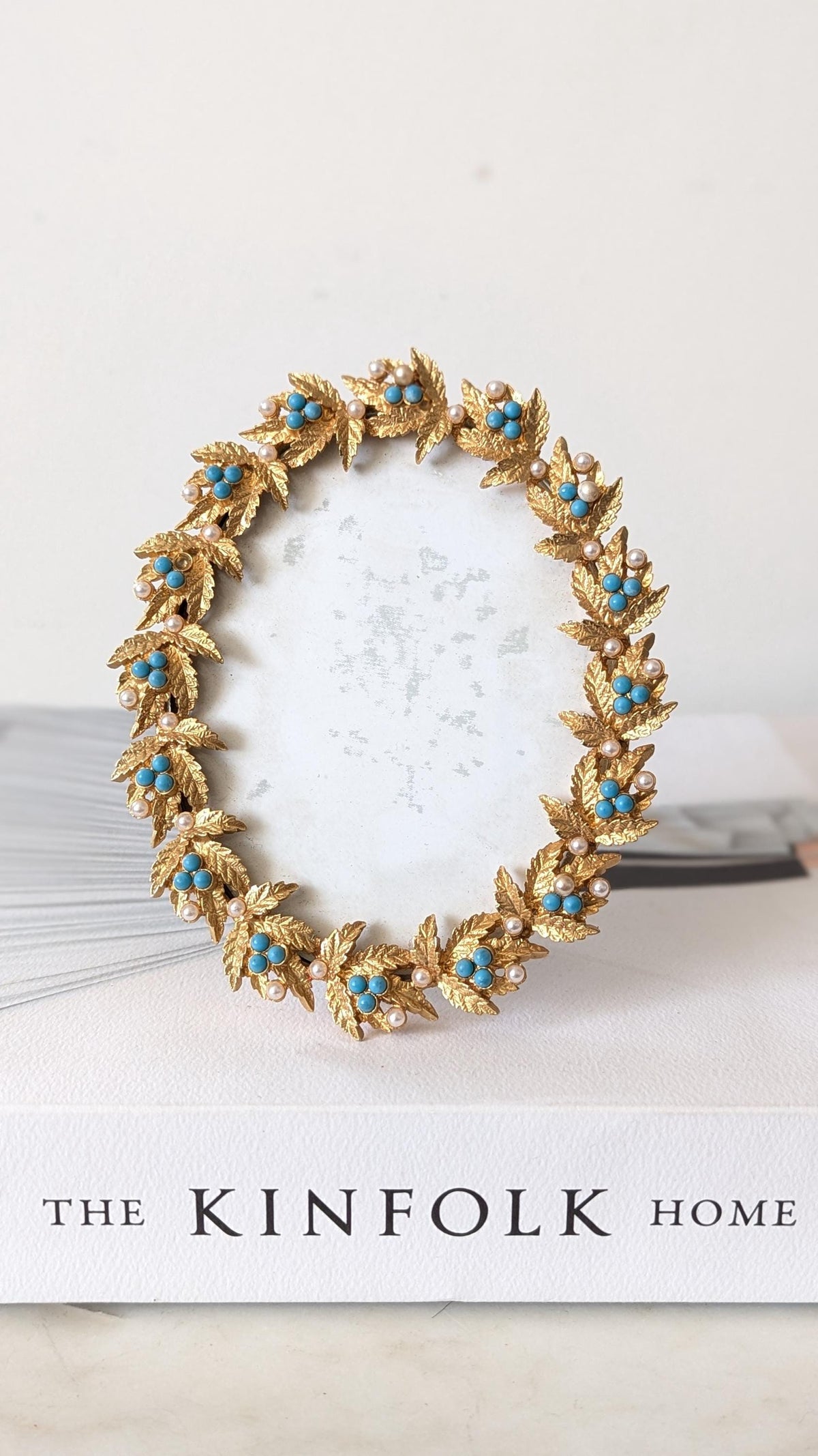 Vintage Mirella Oval Gold Flower Free Standing Frame