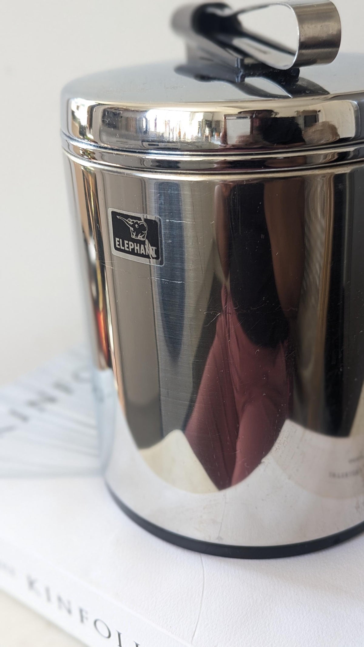 Vintage 1960s Elephant Chrome Ice Bucket With Lid And Tongs