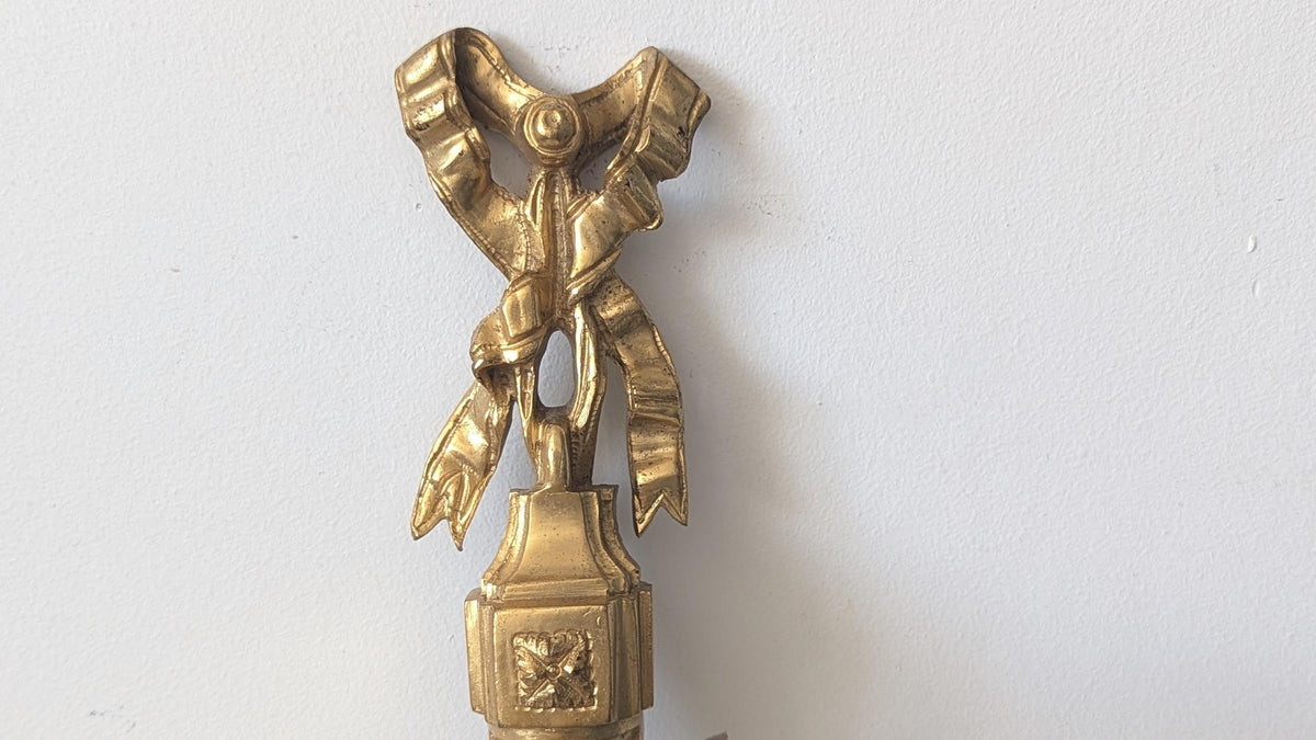 French Antique Gilded Brass Ribbon Wall Light