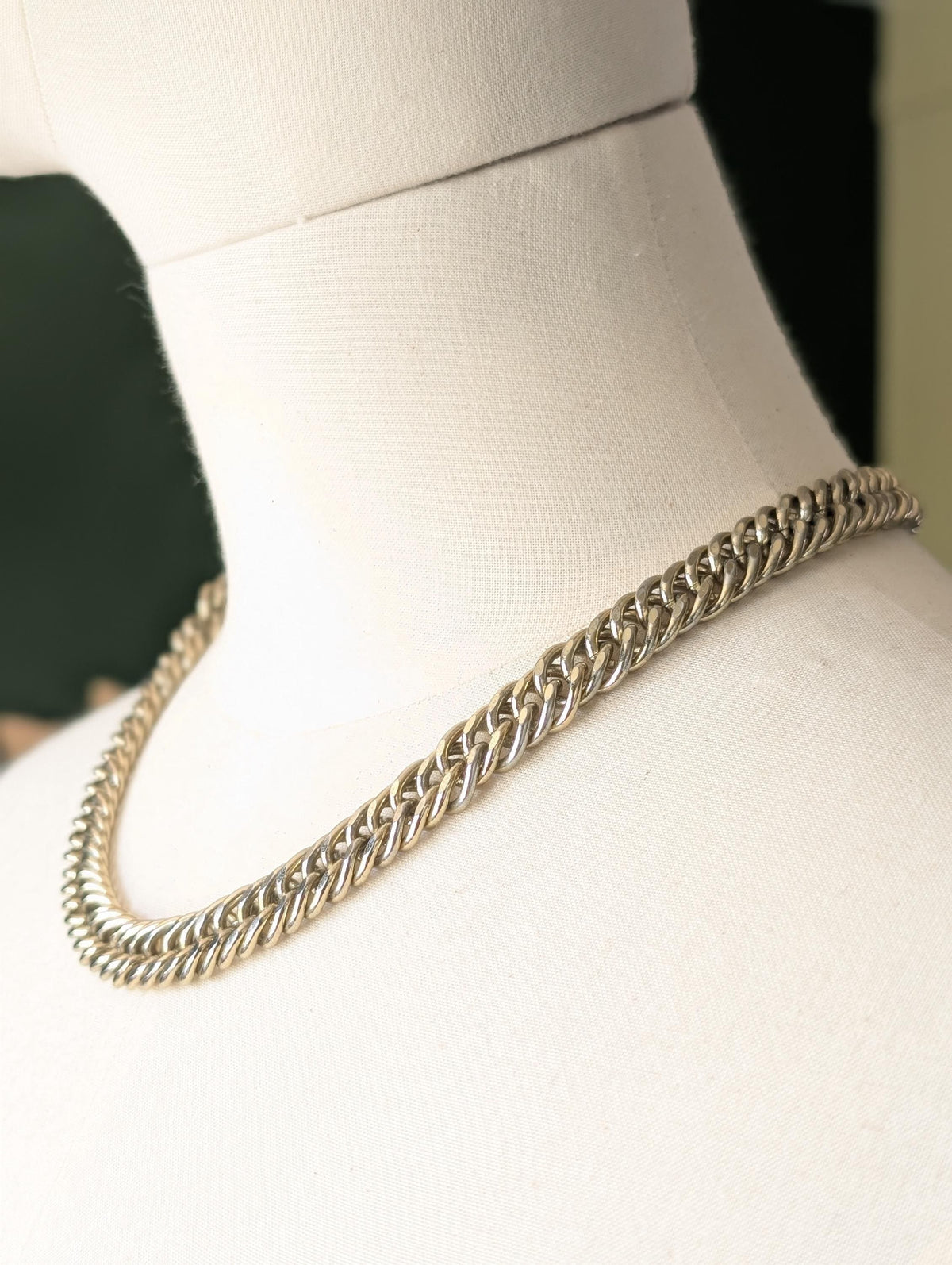 Vintage 80s Gold Plated Statement Chain Necklace 18" Curb Cuban Link Chain Necklace