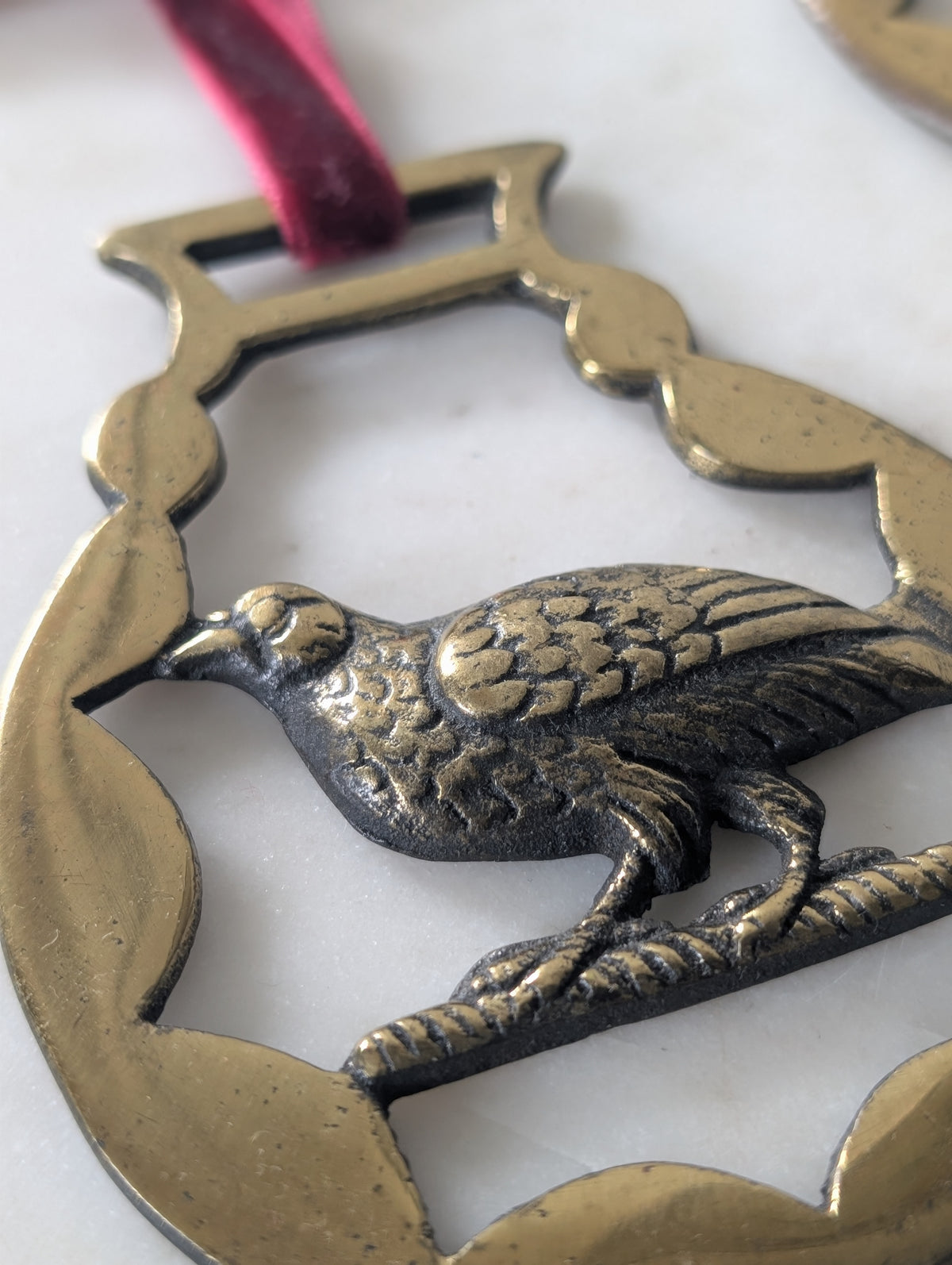 Vintage Brass Bird Christmas Tree Ornament Set of 2