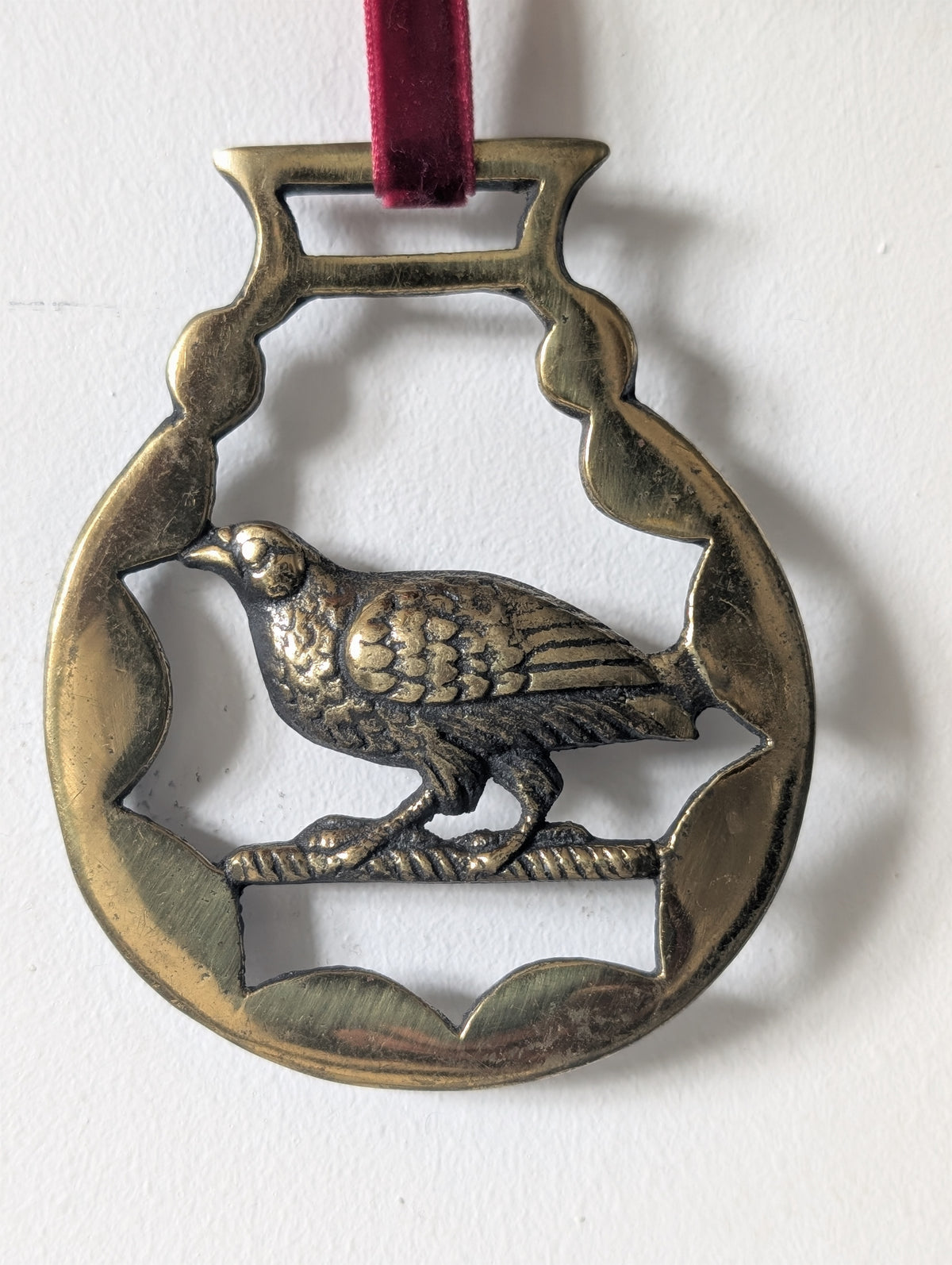Vintage Brass Bird Christmas Tree Ornament Set of 2