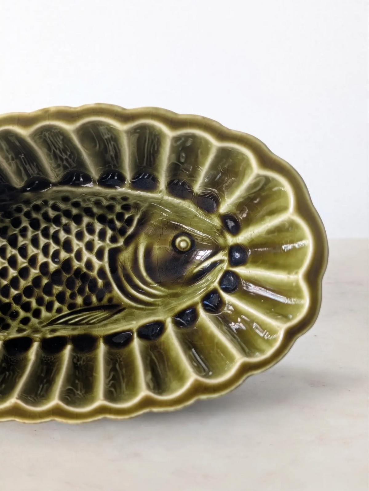 Vintage Green Ceramic Fish Mould