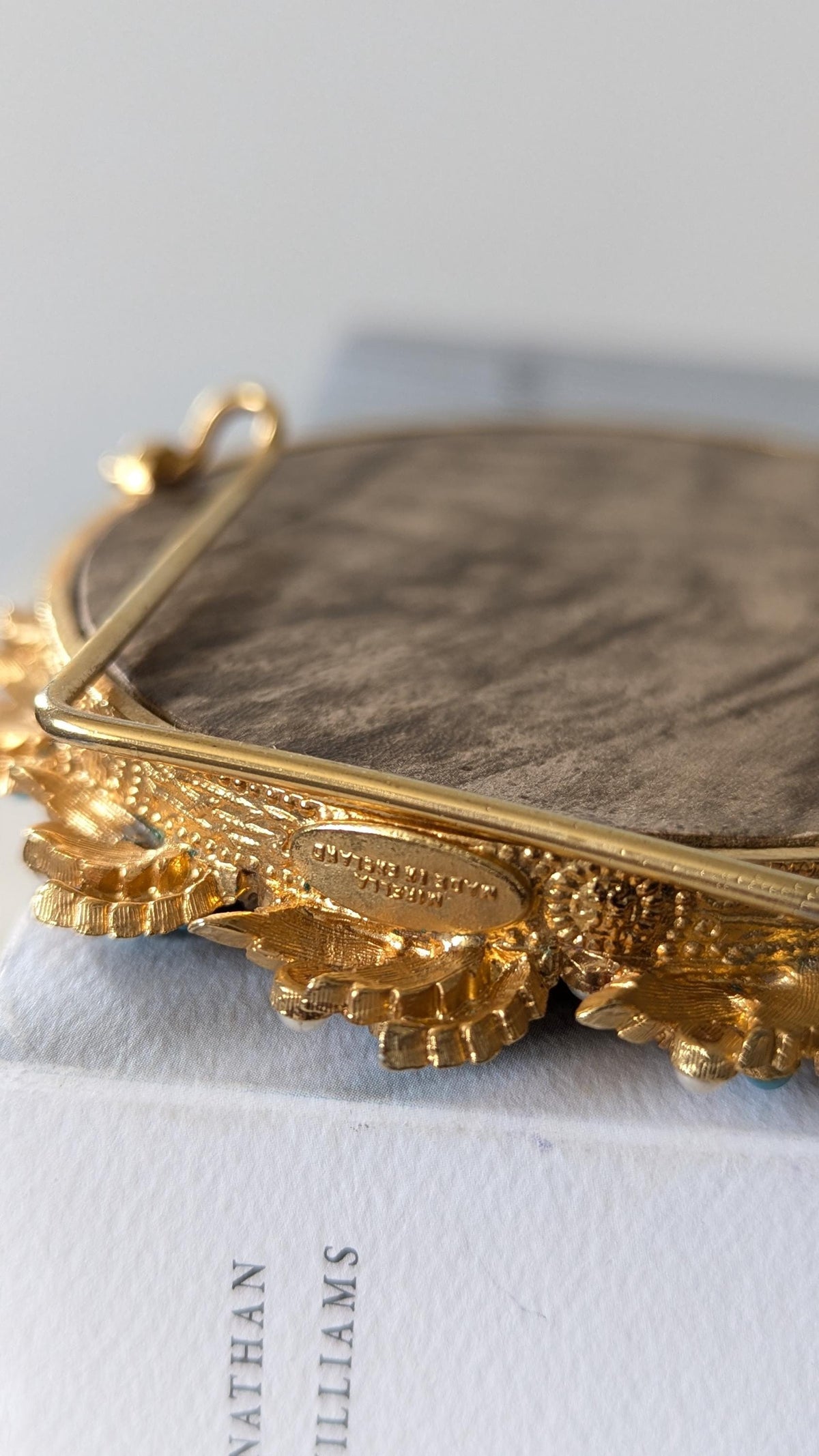 Vintage Mirella Oval Gold Flower Free Standing Frame