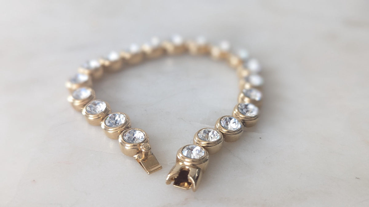 Vintage Gold Tone Tennis Bracelet